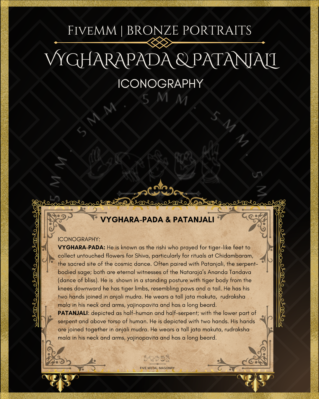 Vyghara-pada and Patanjali Panchaloha Bronze Icon Set - 6"