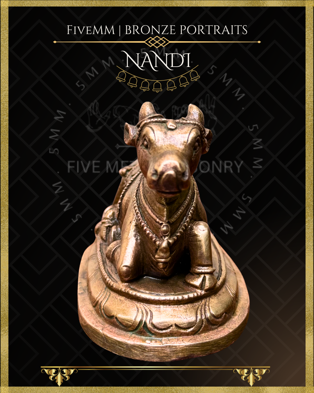Nandi Panchaloha Bronze Icon - 2.25"