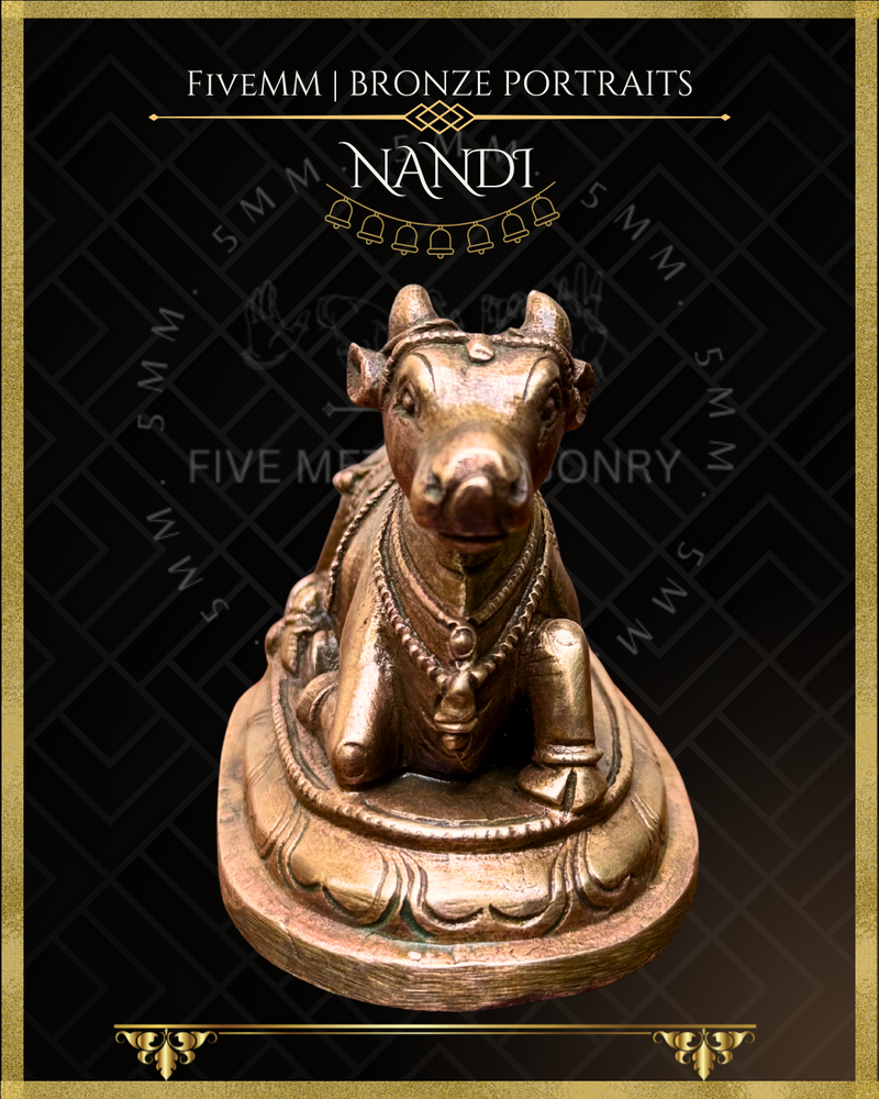 Nandi Panchaloha Bronze Icon - 2.25"