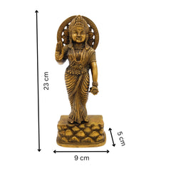 Brass Mahalakshmi Idol, Shree Lakshmi Statue for Puja & Home Decor, Handcrafted Pital Ashtalakshmi Murti, Varalakshmi Gajalakshmi Vigraham,Gold, 9 Inch, 1 Piece