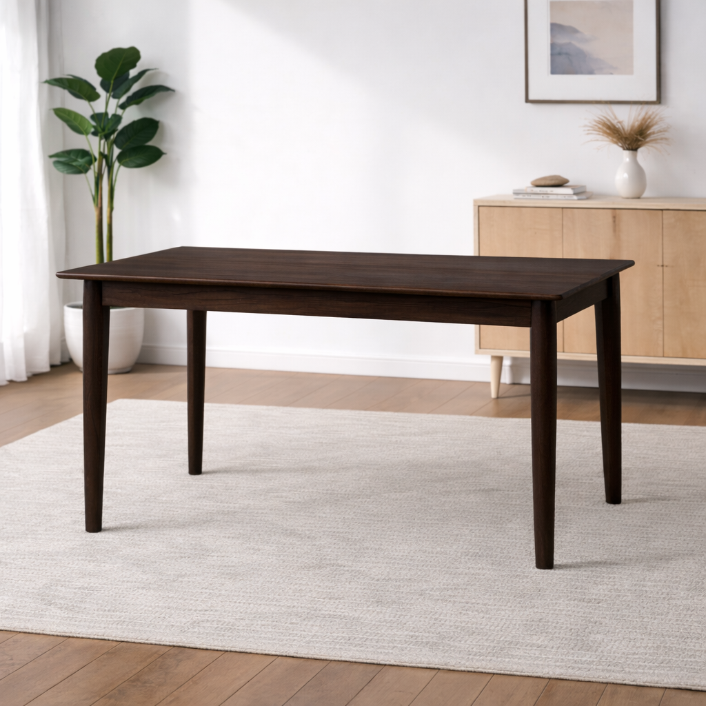 Urban Living Solid Sheesham Wood Six Seater Dining Table Set with Bench-Walnut