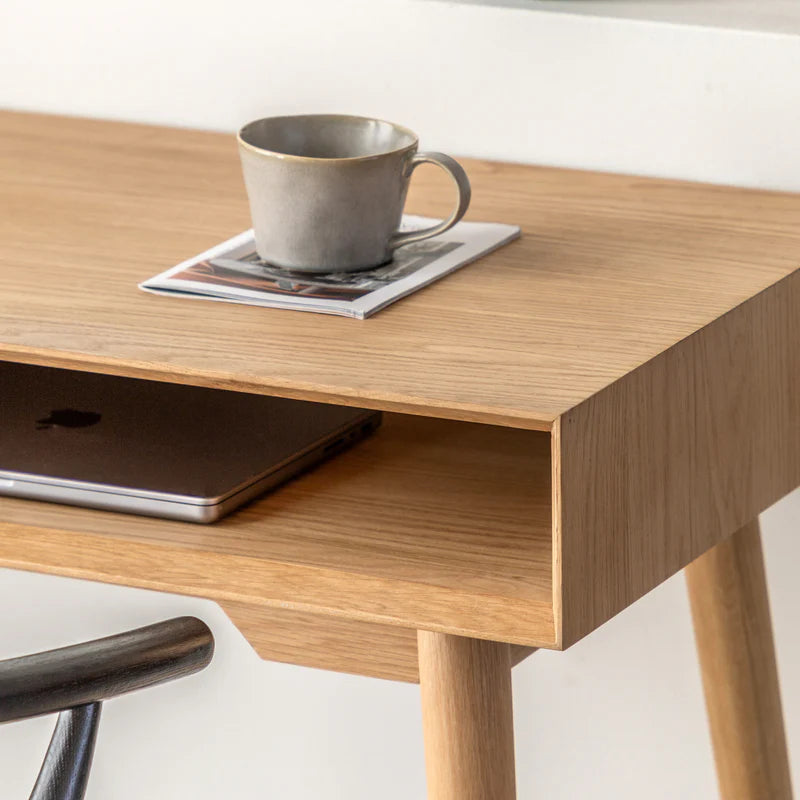 Rustic Haven Oak Study Desk with Storage