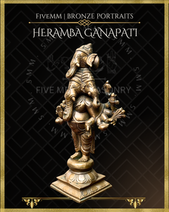 Heramba Ganapati Panchaloha Bronze Icon - 8" Standing