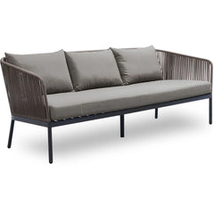 Rafail Outdoor Garden Balcony Sofa Set 3 Seater , 2 Single Seater 2 Center Table Set Braid & Rope (Dark Grey)