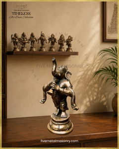 Musical Ganesha Set (7 icons)  - Panchaloha Bronze Icon - 5"- Timeless Collection