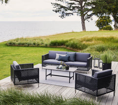 Stepan Outdoor Garden Balcony Sofa Set 2 Seater, 2 Single seater Set (Dark Grey)