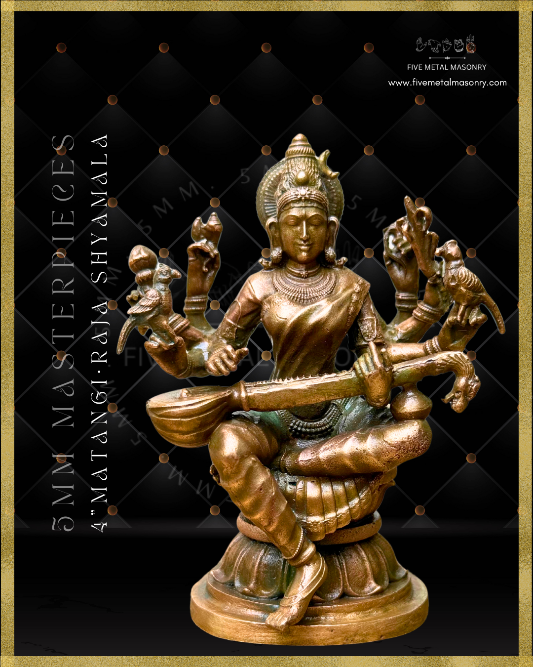 Matangi/Raja Shyamala  Panchaloha Bronze Icon - 4"-  Masterpieces Collection