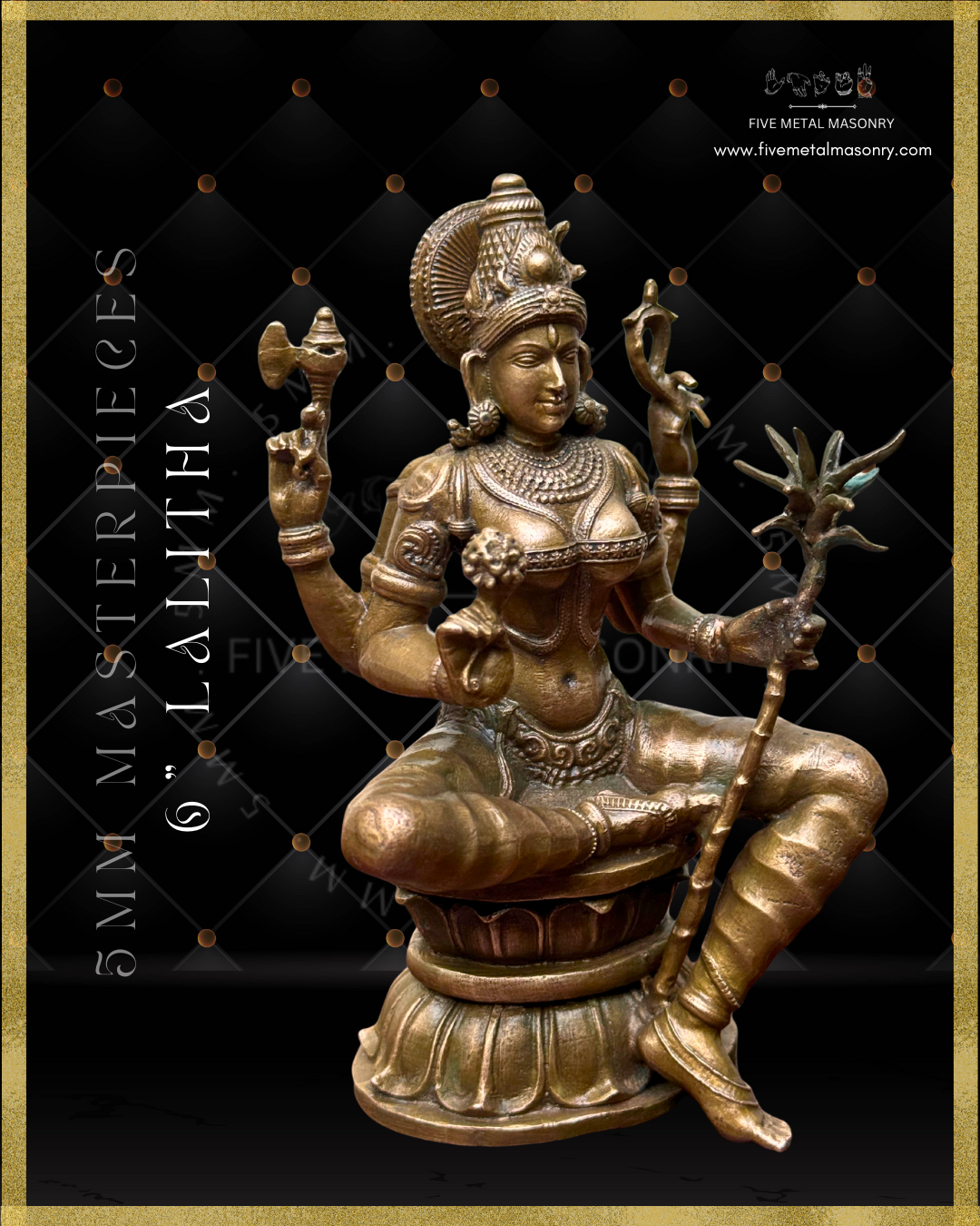 Lalitha-Tripurasundari  Panchaloha Bronze Icon - 6"-  Masterpieces Collection