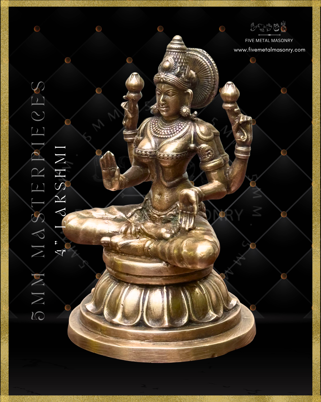 Lakshmi Panchaloha Bronze Icon - 4"-  Masterpieces Collection