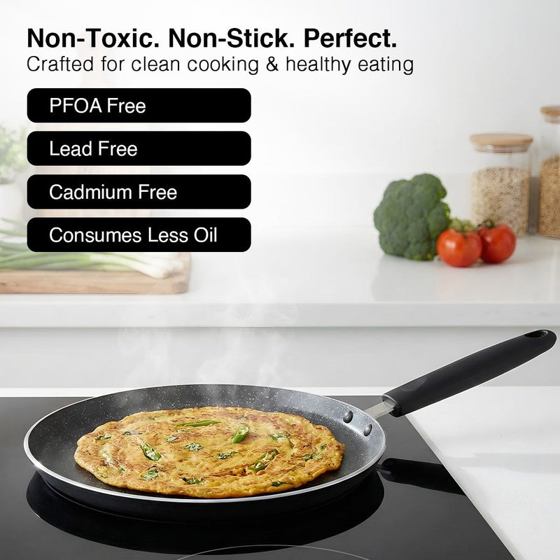 Prestige Deluxe Alpha Stainless Steel Pressure Cooker 4.0 L, Prestige Omega Deluxe Granite Non-stick Round Base Omni Tawa, 25 cm (Black)