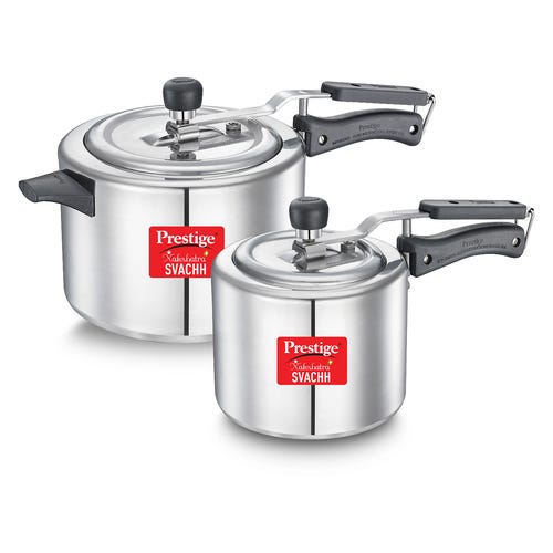 Prestige Svachh Nakshatra Plus Aluminium Pressure Cooker Combo, 5 + 3 Litres