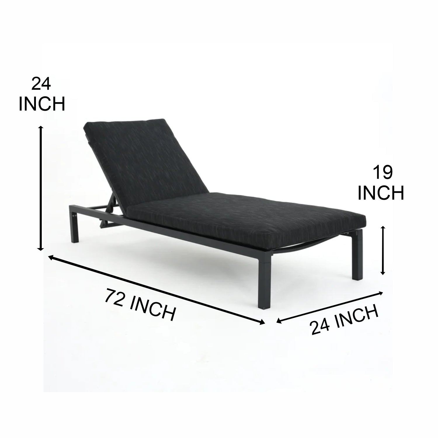 Hamper Outdoor Swimming Poolside Lounger Set of 2 (Black)