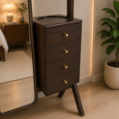 Elegant Wooden Dressing Table with Standing Mirror and Organizer