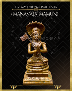 Vaishnava Saints: Ramanujacharya, Nammalvar, Manavalamamuni Panchaloha Bronze Icon Set - 3" - Antique finish