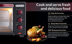 USHA 25 Liters (OTGW 25RC) Oven Toaster Grill (Wine & Matte Black), Medium (OTGW25RC)