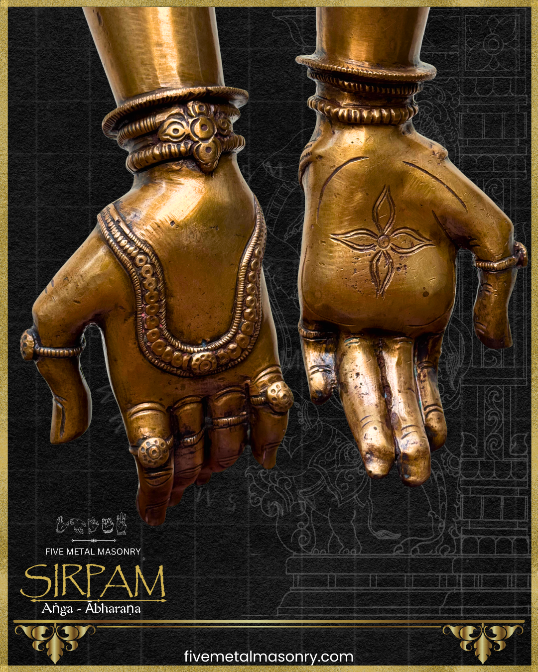 Hasta/Mudra Panchaloha Bronze Icon Set - 10" and 8" - Sirpam Collection