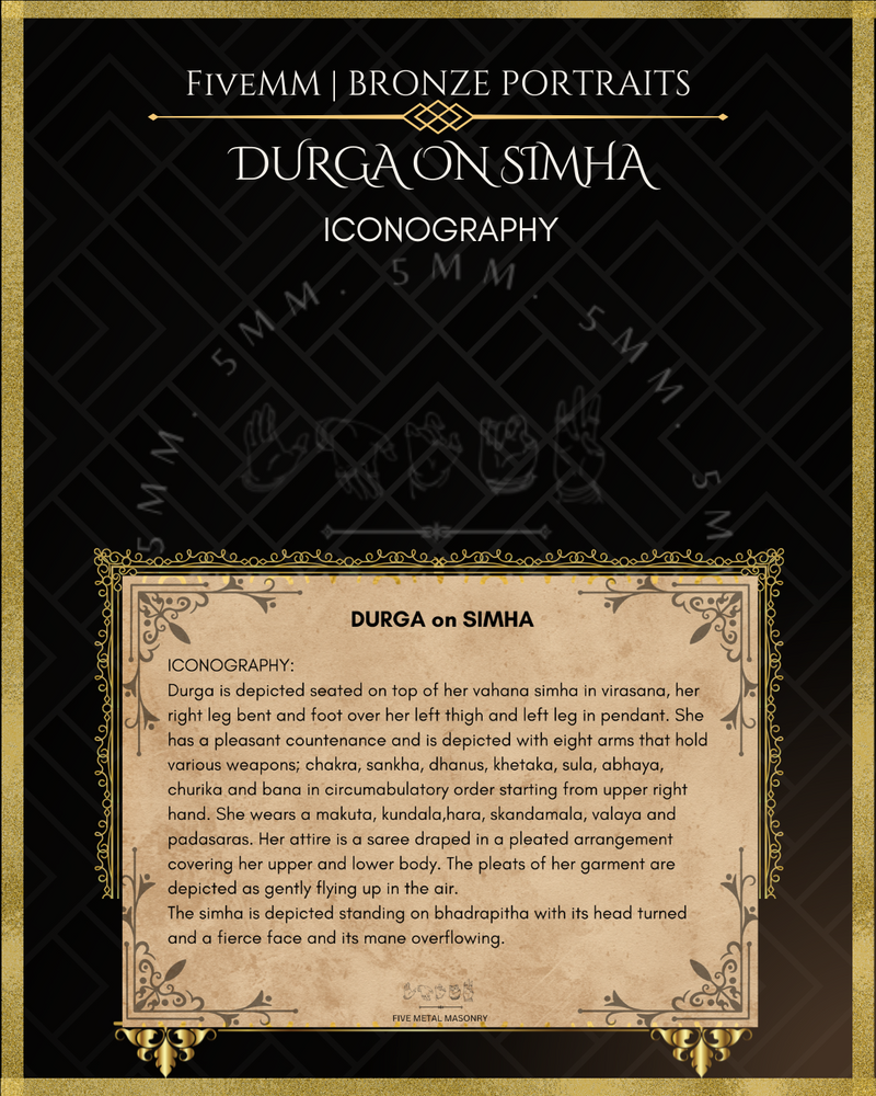 Durga on Simha Panchaloha Bronze Icon - 5.5"