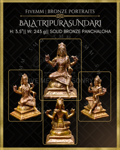 Bala Tripurasundari/ Balambika Panchaloha Bronze Icon -3.5" - Polished finish
