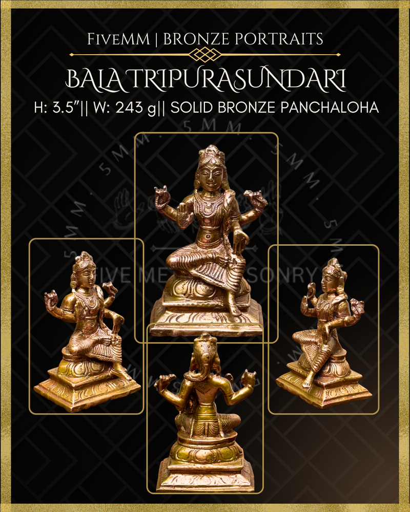 Bala Tripurasundari/ Balambika Panchaloha Bronze Icon -3.5" - Polished finish