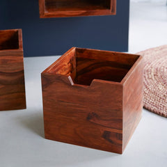 Modern Solid Sheesham Wood Wall Mounted Storage Shelf