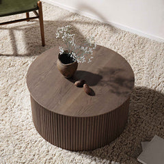 Velin Solidwood Round Coffee Table with Storage