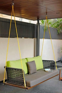 Mercado Double Seater Hanging Swing Without Stand For Balcony , Garden Swing (Grey) Braided & Rope