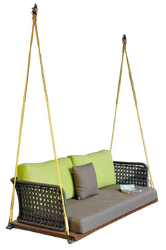 Mercado Double Seater Hanging Swing Without Stand For Balcony , Garden Swing (Grey) Braided & Rope