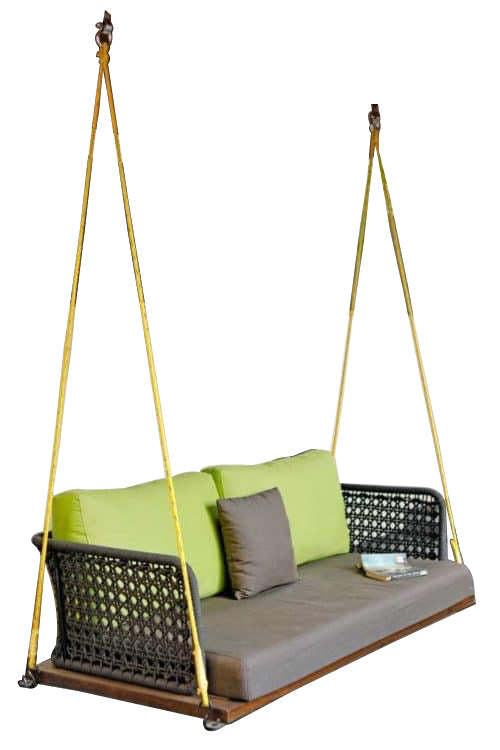 Mercado Double Seater Hanging Swing Without Stand For Balcony , Garden Swing (Grey) Braided & Rope