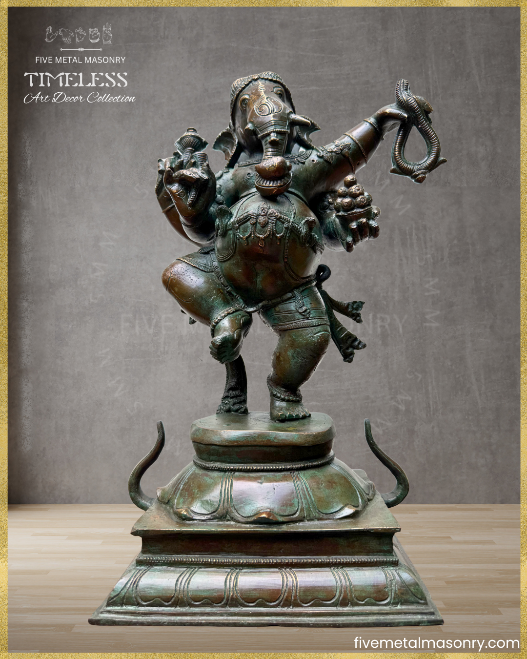 Dancing (Nrtta) Ganesha - Panchaloha Bronze Icon - 14"- Timeless Collection