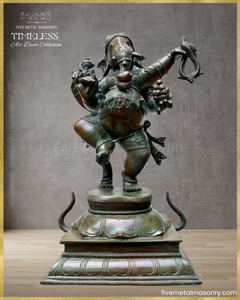 Dancing (Nrtta) Ganesha - Panchaloha Bronze Icon - 14"- Timeless Collection