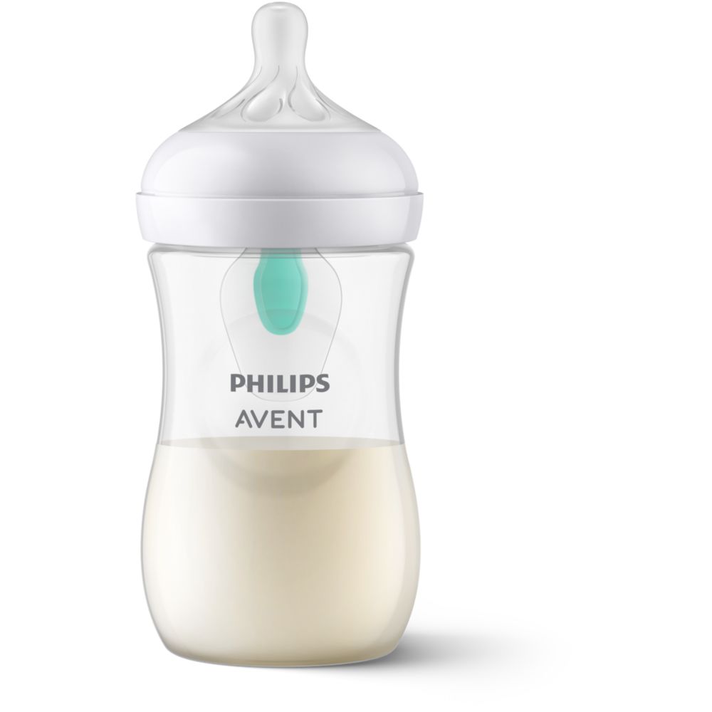 Philips Avent Natural Response Baby Bottle 260ml with AirFree Vent, Medium Flow, 3-6m (SCY673/01)