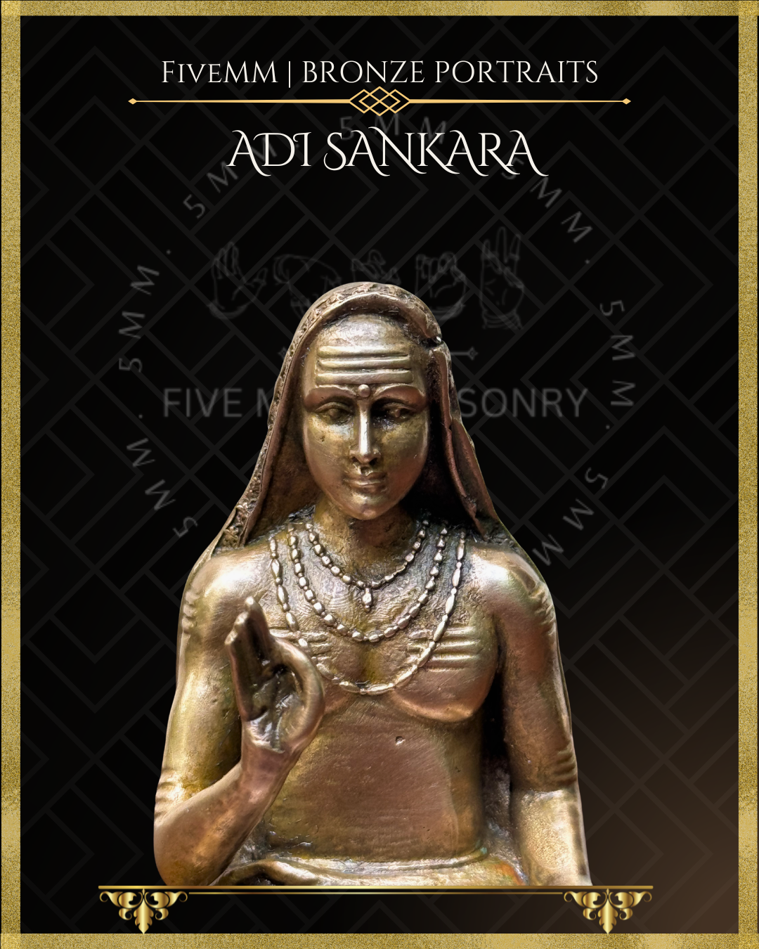 Adi Shankaracharya - 3" Panchaloha Bronze Icon
