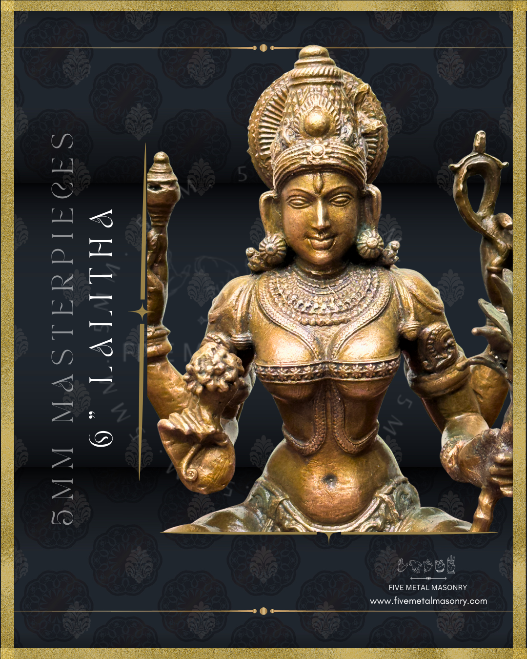 Lalitha-Tripurasundari  Panchaloha Bronze Icon - 6"-  Masterpieces Collection