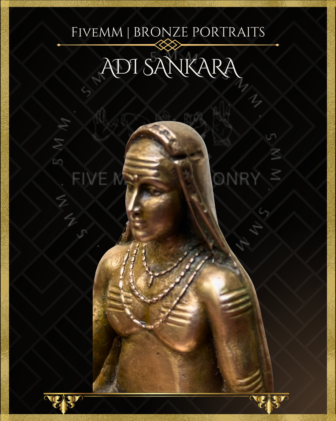 Adi Shankaracharya - 3" Panchaloha Bronze Icon