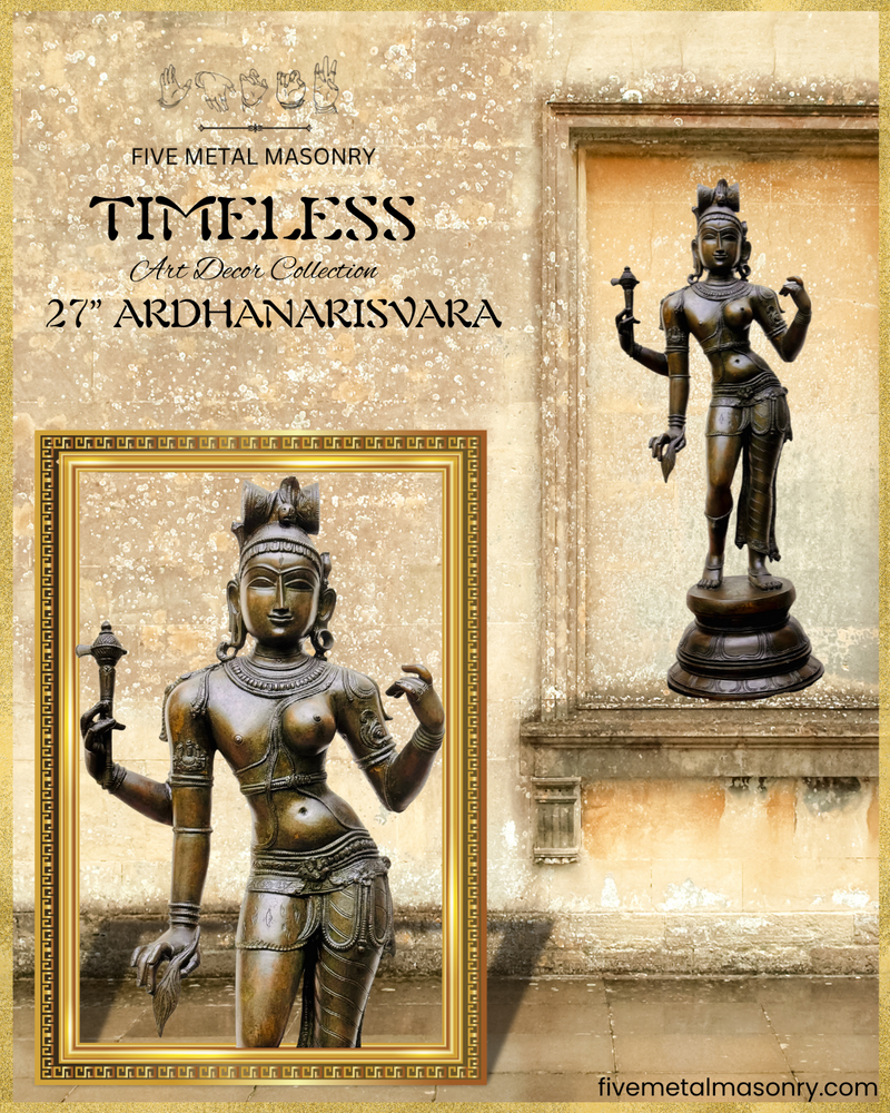 Ardhanarisvara Shiva Panchaloha Bronze Icon - 27" - Timeless Collection