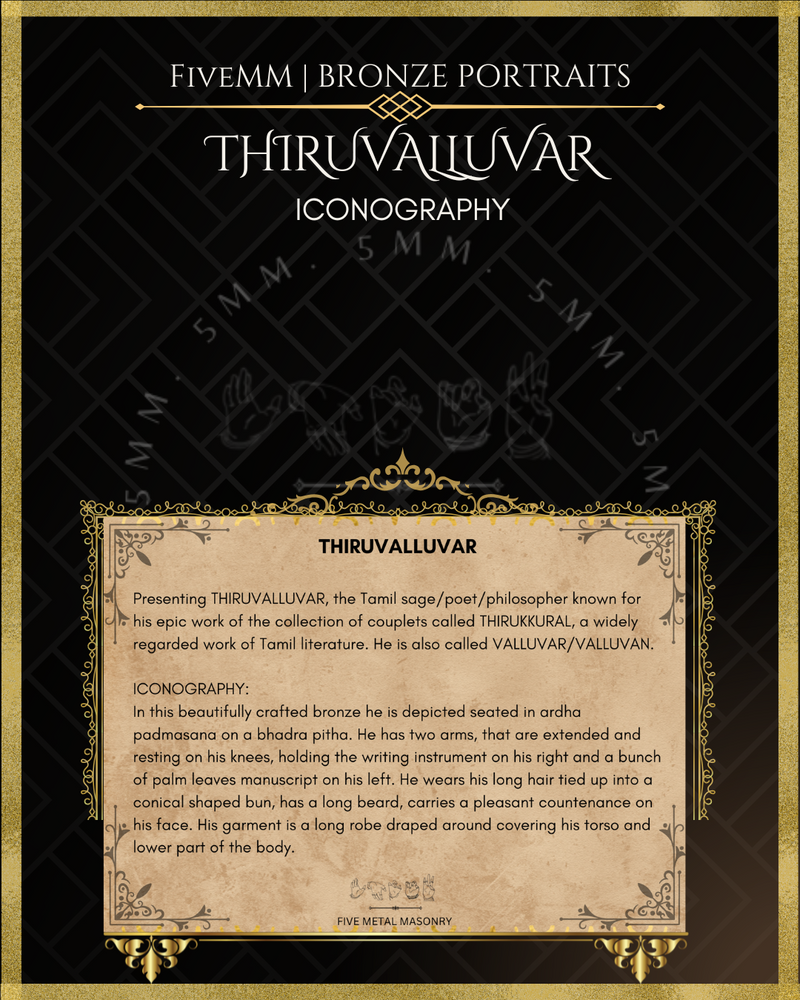 Thiruvalluvar- Tamil Poet and Sage - Panchaloha Bronze Icon -3.5" - Polished finish