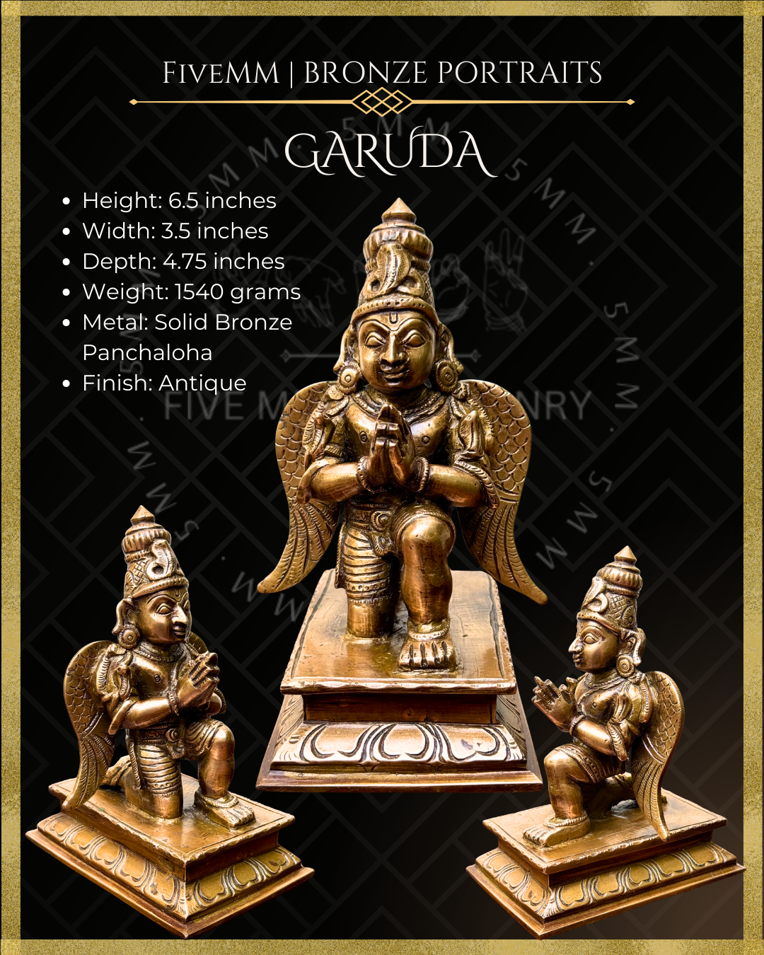 Garuda Panchaloha Bronze Icon - 6.5"