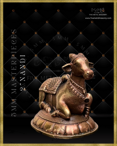 Nandi Panchaloha Bronze Icon - 2"-  Masterpieces Collection