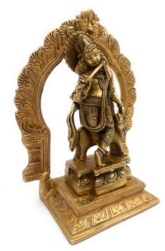 Brass Krishna Idol – Gopal Murti, Radha-Krishna Vigraham, Balakrishna Statue, Home & Temple Decor, Pooja Brass Idol,Gold, 8 Inch, 1 Piece