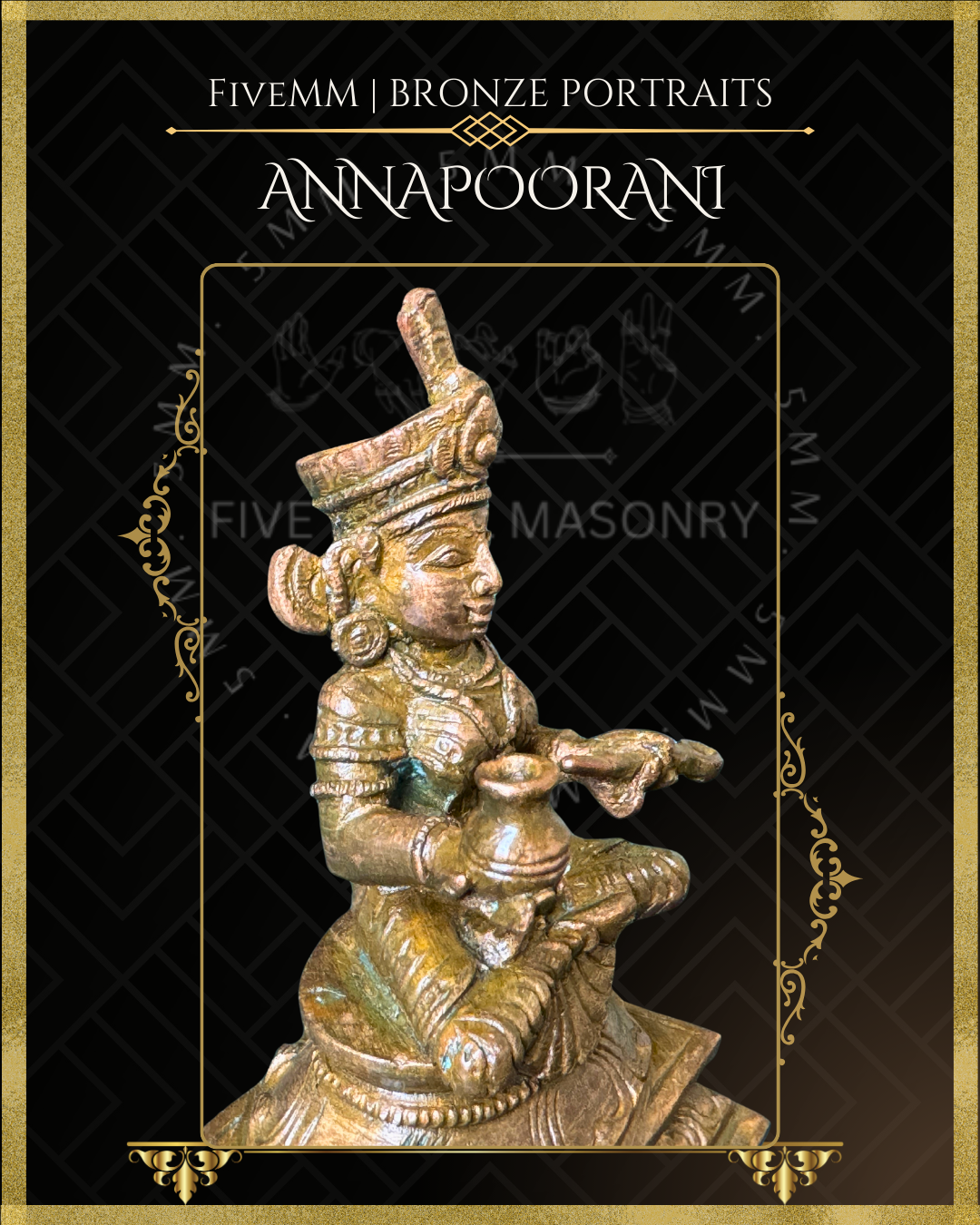 Annapurna/Annapoorani Panchaloha Bronze Icon - 3.5"