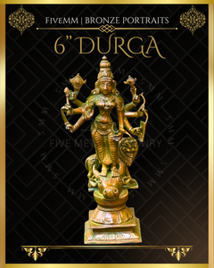 Durga  Panchaloha Bronze Icon - 6" - Antique finish
