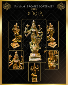 Durga  Panchaloha Bronze Icon - 6" - Antique finish