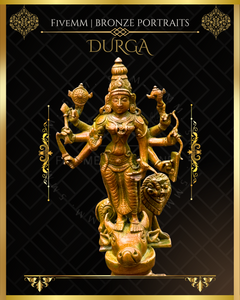 Durga  Panchaloha Bronze Icon - 6" - Antique finish
