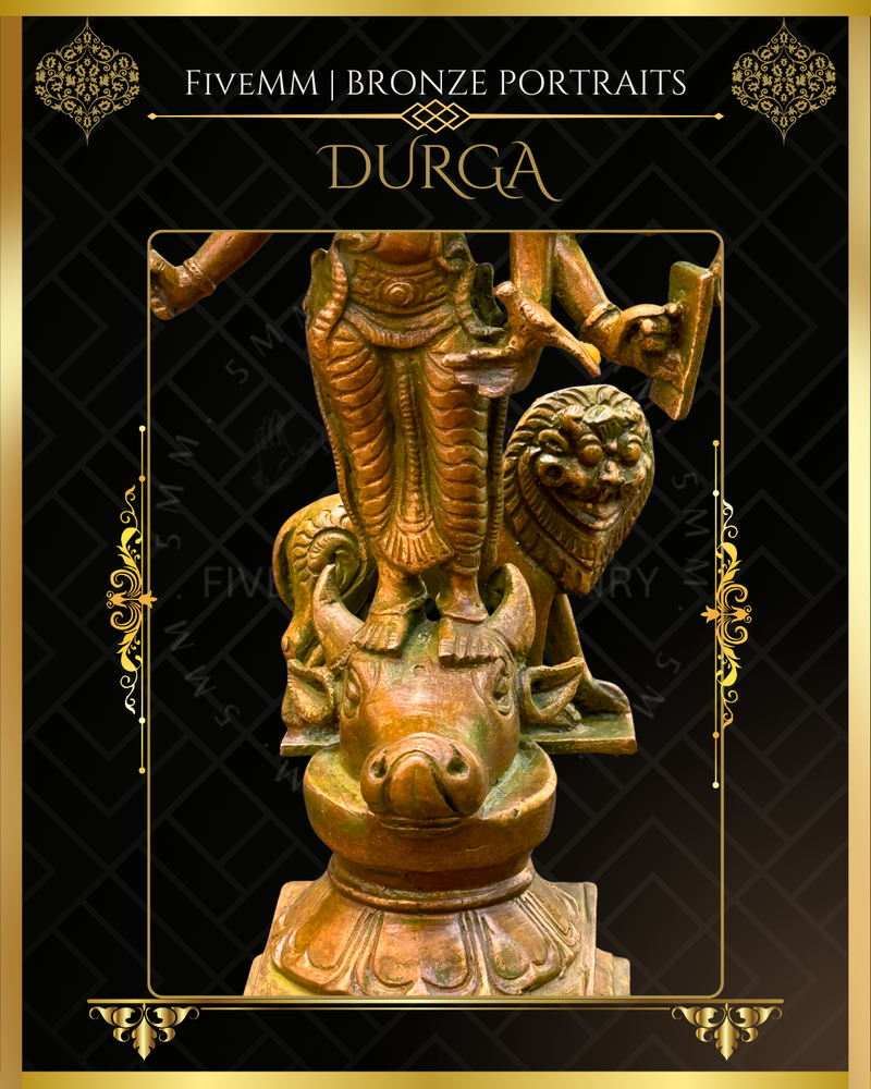 Durga  Panchaloha Bronze Icon - 6" - Antique finish