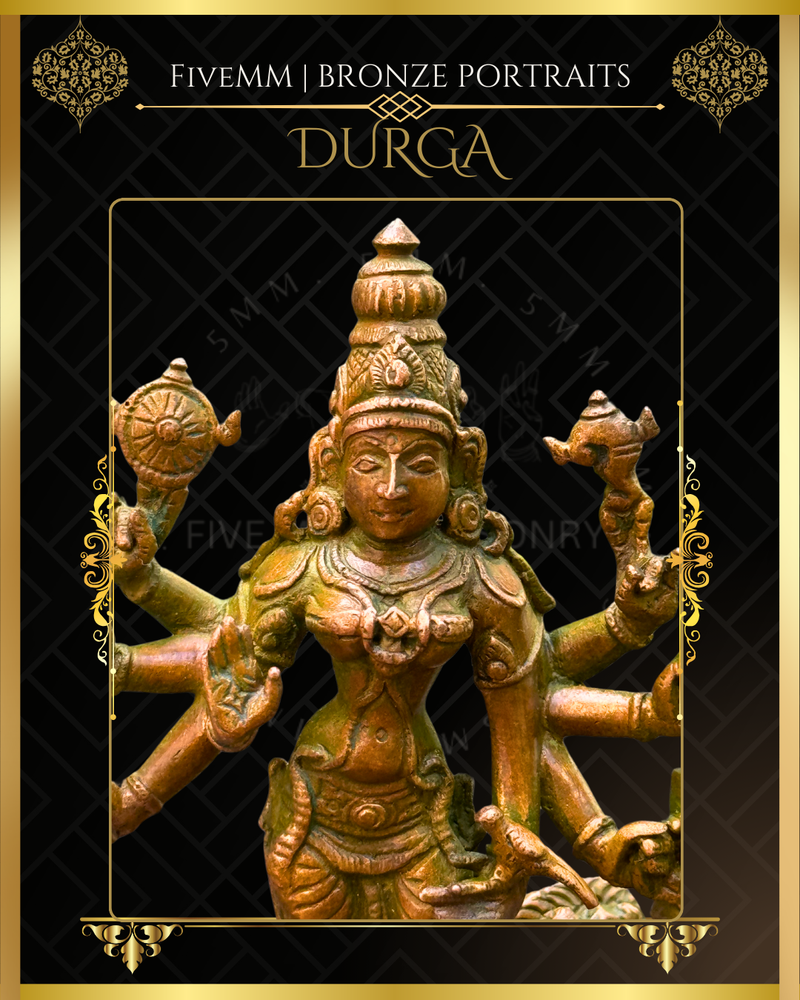 Durga  Panchaloha Bronze Icon - 6" - Antique finish