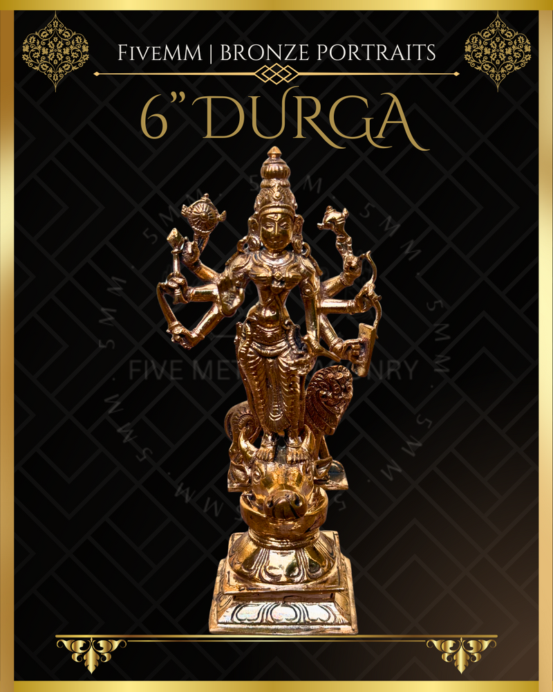 Durga  Panchaloha Bronze Icon - 6" - Polished finish