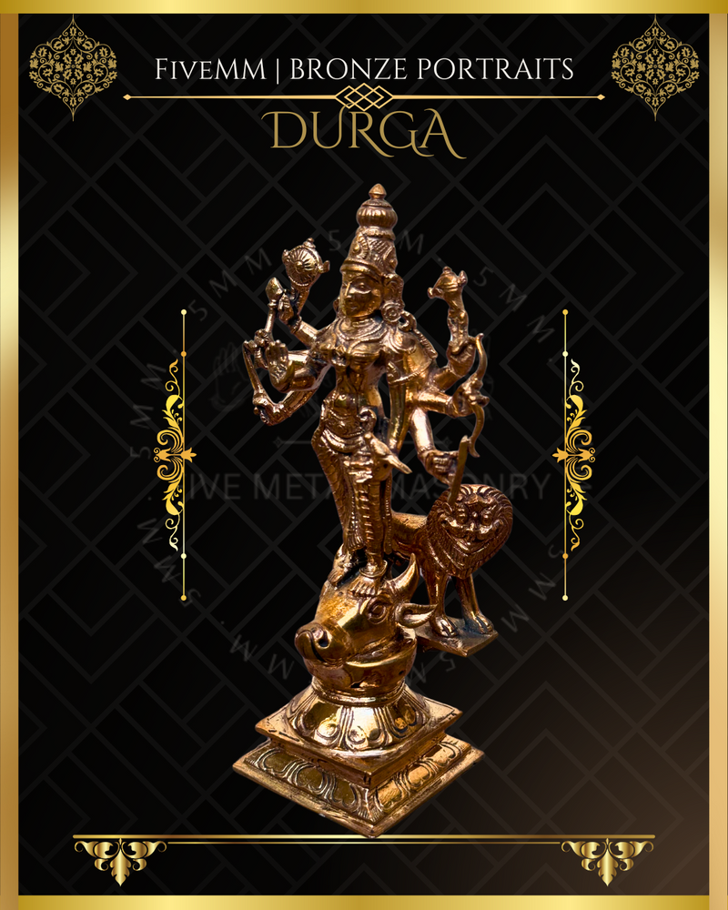 Durga  Panchaloha Bronze Icon - 6" - Polished finish