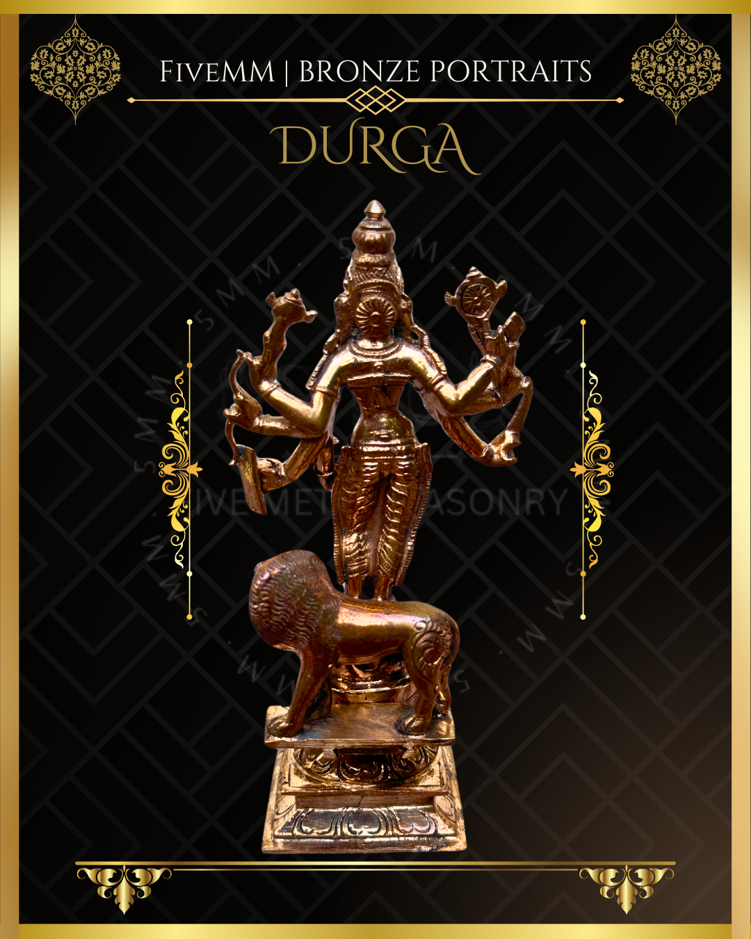 Durga  Panchaloha Bronze Icon - 6" - Polished finish