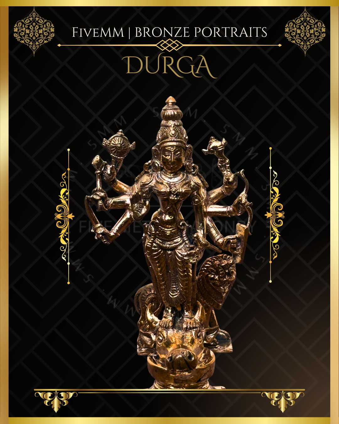 Durga  Panchaloha Bronze Icon - 6" - Polished finish