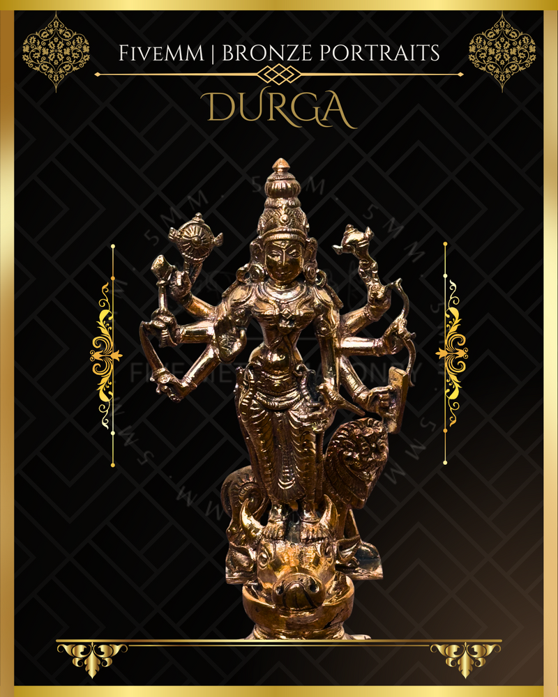 Durga  Panchaloha Bronze Icon - 6" - Polished finish